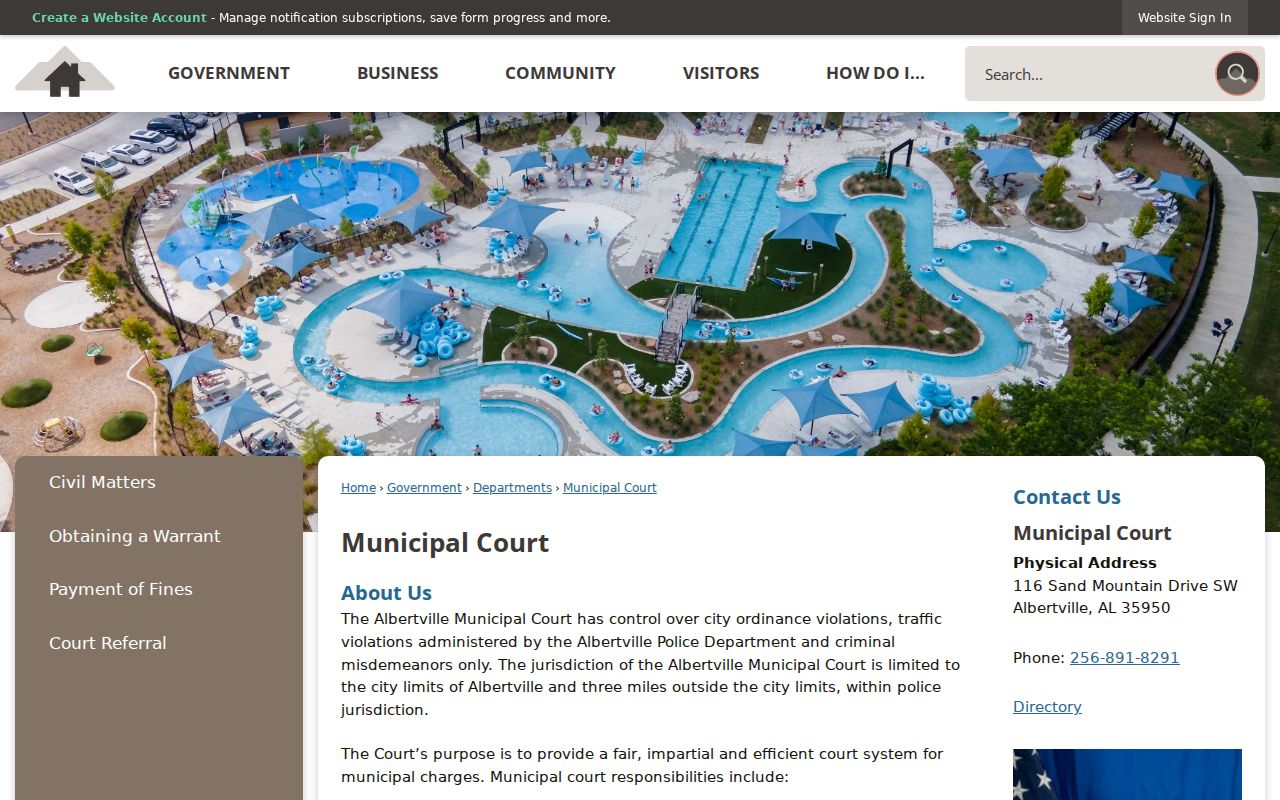 Albertville Municipal Court jurisdiction and schedule