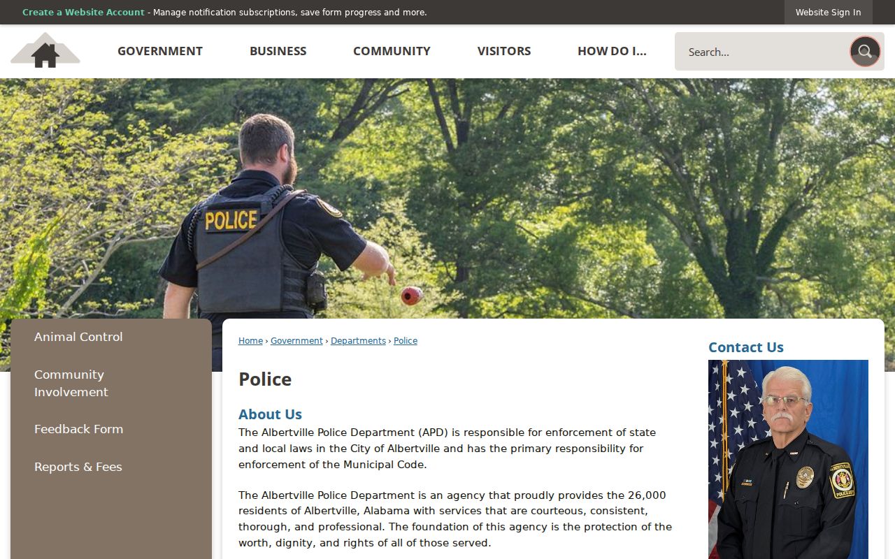 Albertville Police Department address and office hours