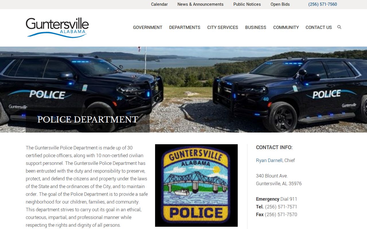 Guntersville Police Department official contact information
